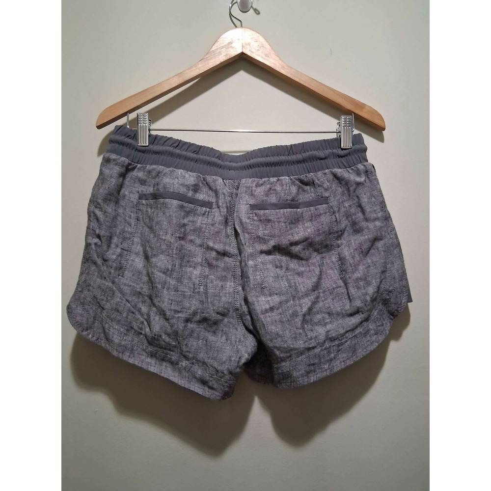 Athleta Grey Linen Blend Athletic Shorts Women's Size 6 Drawstring Elastic Waist - Picture 2 of 8